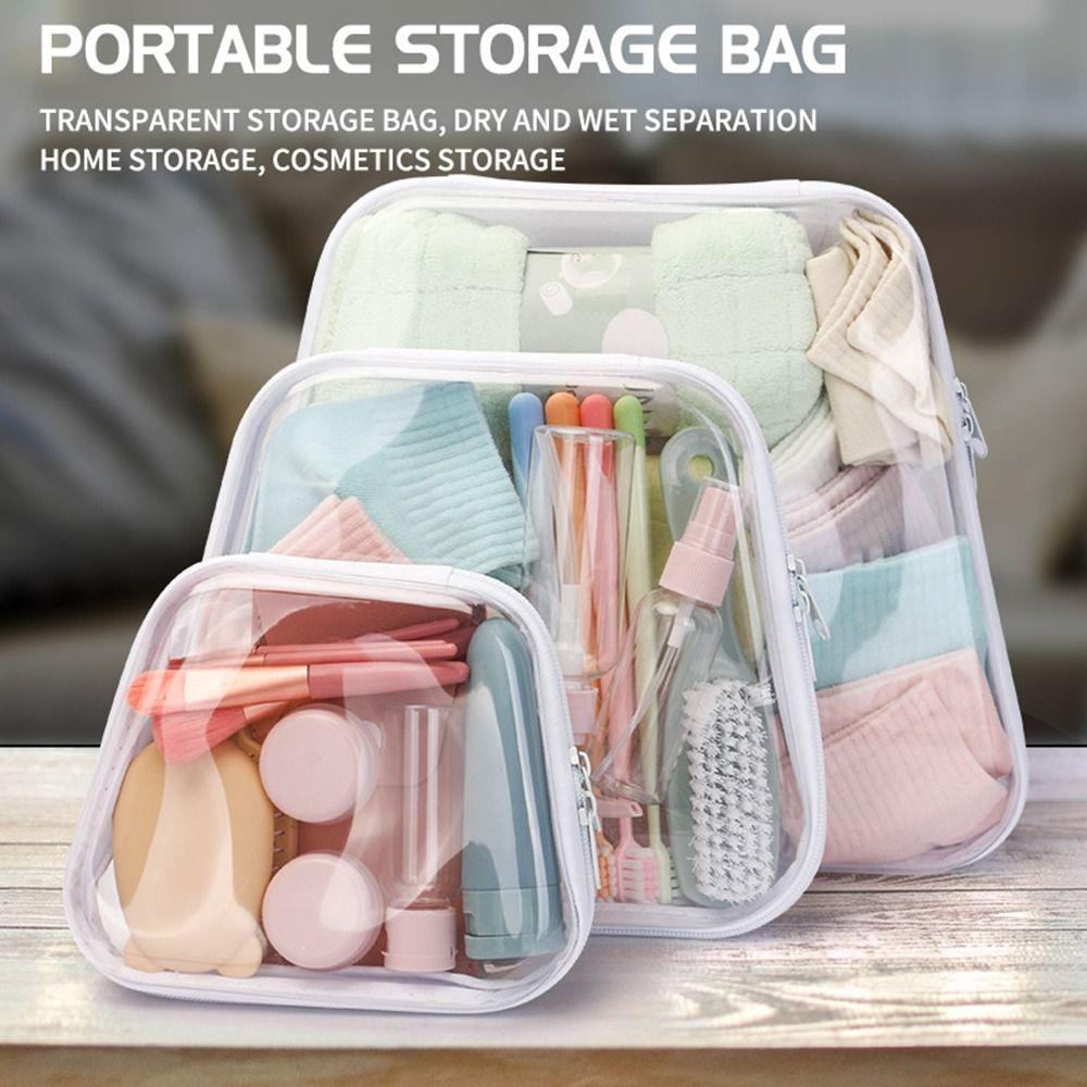 New Plastic Clear Hard Shell Zipper Case Stackable Portable Cosmetic Bag Waterproof Hard Case