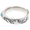 925 Silver Turquoise Kokopelli Ring C6 Free Size Flat Square Ring [Silver One] Men's