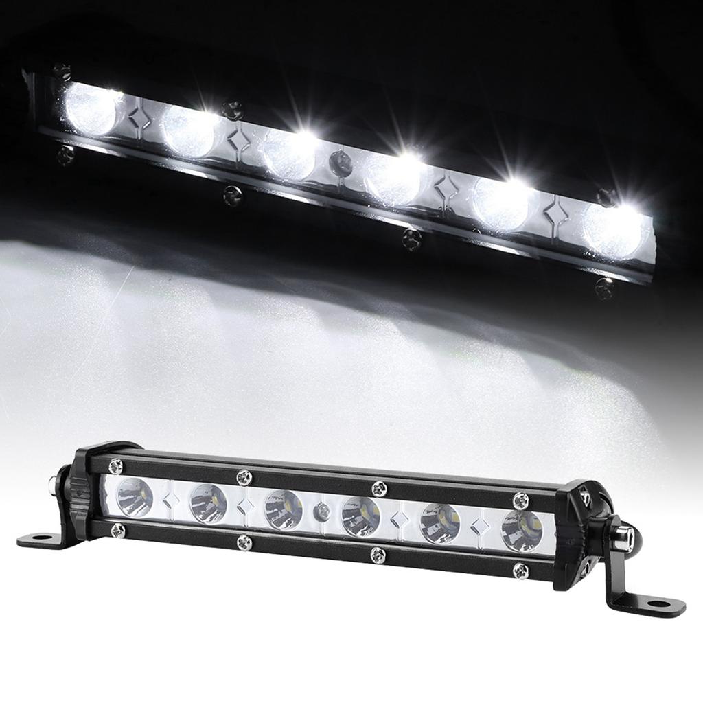 7in 18W 6LED 6000K White Work Light IP67 Ultra Slim Lamp Bar Stripe for Offroad Ships Auto
