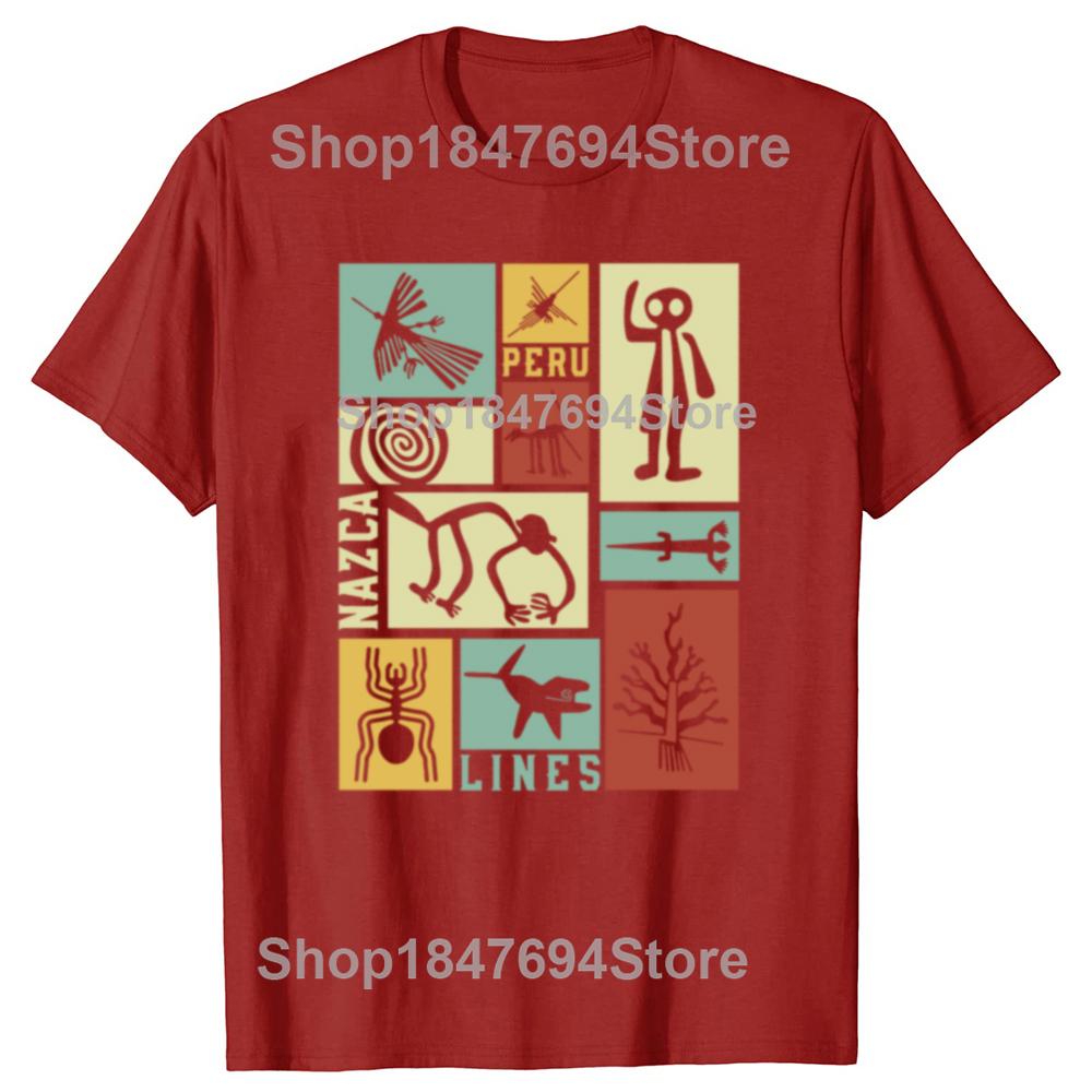 Funny Peru Geoglyph  Astronaut Retro Graphic Tshirts Men Womens Fashion Casual Tshirt 100 Cotton Loose Oversized T Shirt S