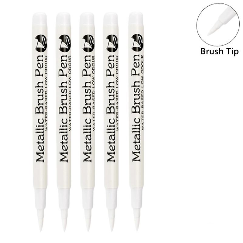 1/10/50Pcs Art Writing Gold Silver White Metallic Paint Pen Set Brush Tip Marker Pen Acrylic Paint Markers Stationery Supplies