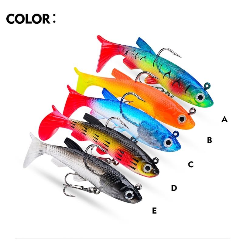 5Pcs Fishing Jig Soft Lures Set with Jig Head, Soft Swimbaits with Paddle Tail