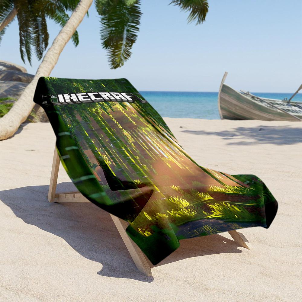 Minecraft Beach Towel Super Soft Microfiber Quickdry Fabric Comfortable Lightweight Perfect for Traveling Yoga Camping and Swimming