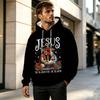 Men's Nativity of Jesus 2D Print Hoodie - Breathable Winter Warm Comfortable Sweatshirt, Casual Daily Wear Pullover for Christmas