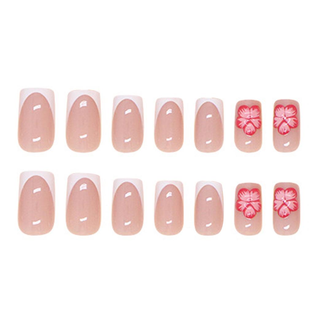 Nude Pink Fake Nails with French White Tip Odorless Provides a Comfortable Experience for Women Nail Art Decoration