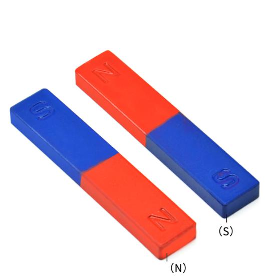 2Pcs/Set Physics Experiment Pole Teaching Tool Red Blue Painted N/S Bar Magnet