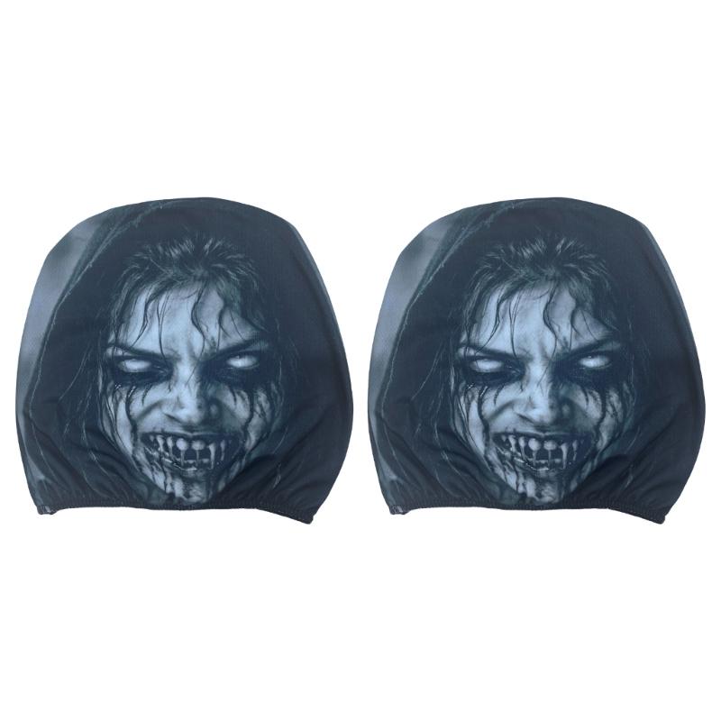 Prank Face Car Headrest Covers Unique Decors For Spooky Themed Interior Decors And Comfortable Neck Support