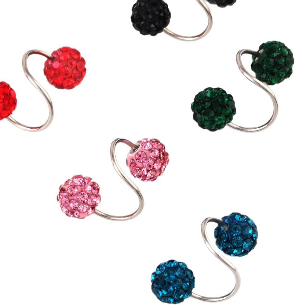 1 para luksusowych spiralnych kolczyków w kształcie pręta kulkowego, stal nierdzewna, uniwersalna biżuteria do codziennego noszenia i jako prezent, z intarsją ze strasów, jako modny dodatek na każdą porę roku