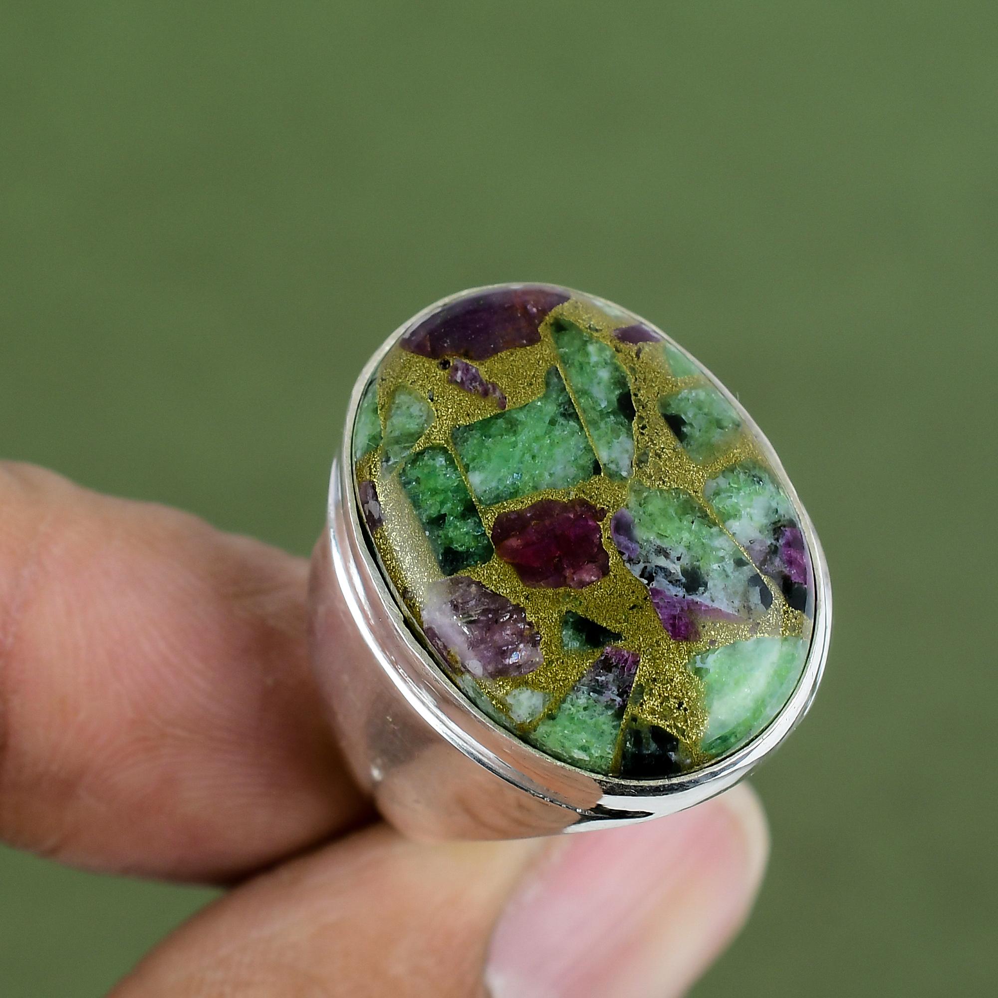 

Copper Ruby Zoisite Ring 925 Sterling Silver Ring Gemstone Ring Handmade Silver Jewelry Birthstone Ring Wedding Gifts Available In Ring Size 6 US