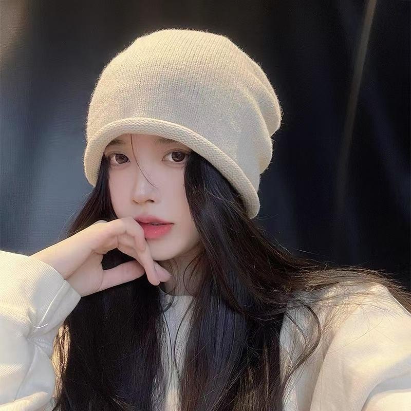 Solid Color Balaclava Hat Women's Winter Ear Protection and Cold Protection Wool Hat Thickened Warm Knitted Hat