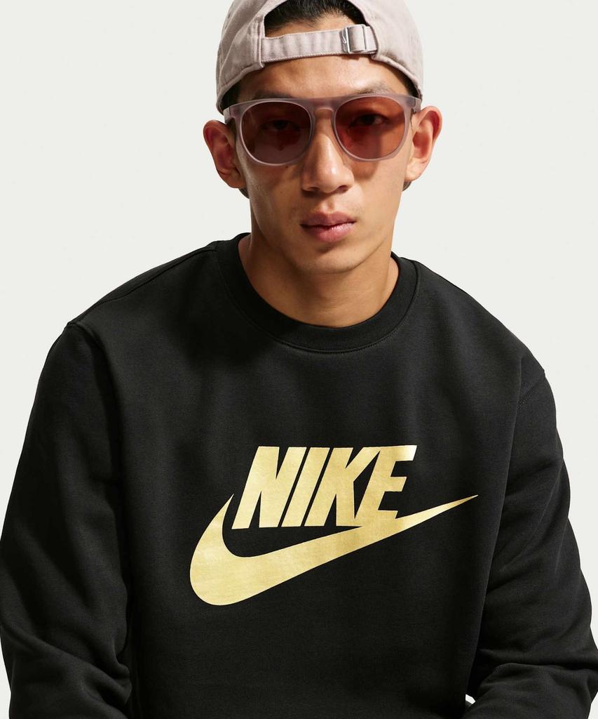 NIKE Sportswear Club Graphic Fleece Crew M - Black:Metallic Gold / Fn3891-011