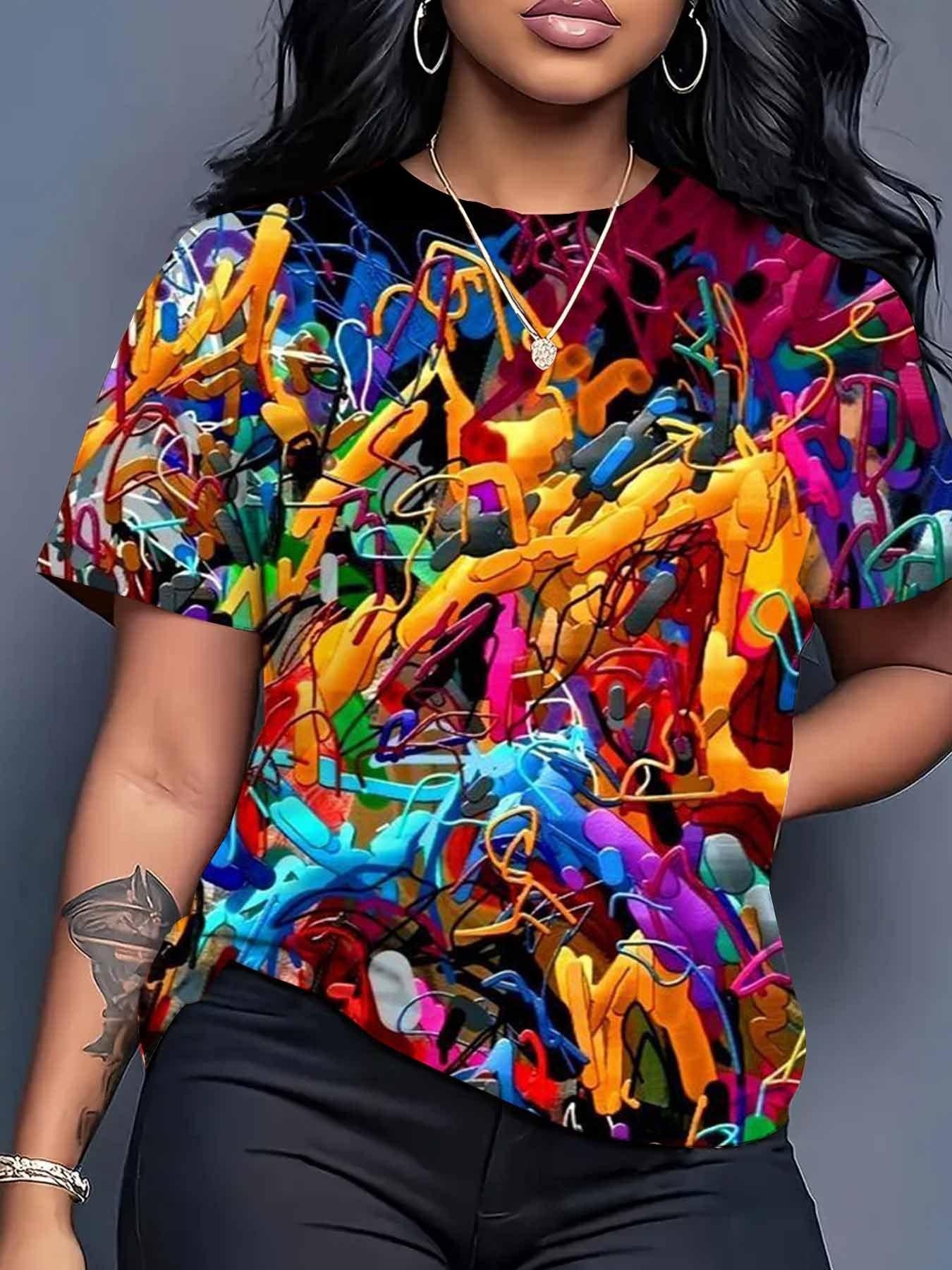 

Women s Printed Colorful Polka Dot T-Shirt- Y and Fashionable Loose-fit Top with Dropped Shoulder Sleeves and a Round Neck. Suitable for Spring and Su S дубильная кора