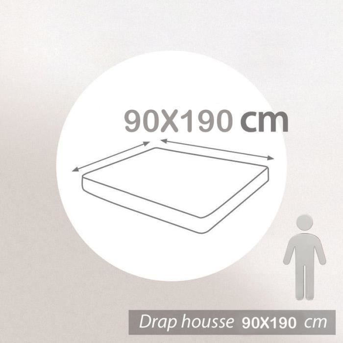 Drap housse - VICTOR - 90x190 cm - 100% Coton - Vert - Bonnet 25 cm