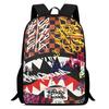 Graffiti Backpack Set 3-Piece Large Capacity School Bag for Kids Printed Doodle Backpack