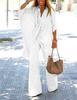 MAITA Spring/Summer Women Casual Loose Tulle Doll Sleeves Cotton Linen Blouse Top Wide Leg Pants Solid Color Two Piece