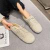 Fashion 2025 Brand Fur Shoes Woman Lace-Up Loafers White Woolen Boots Femmes Thicken Plush Moccasins Winter Curly Lambswool Shoes Ladies