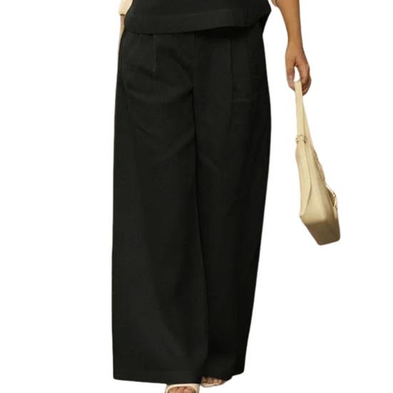 Women's 2 Piece Sets Casual Short Sleeve Lapel V Neck Top And Wide Leg Pants Summer Travel Vacation Lounge Outfits