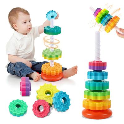 Kleinkind Drehender Regenbogen Turm Drehender Stapel Pyramiden Turm Becher Montessori Pädagogisches Puzzle Sensorisches Baby Kind Spielzeug Geschenk
