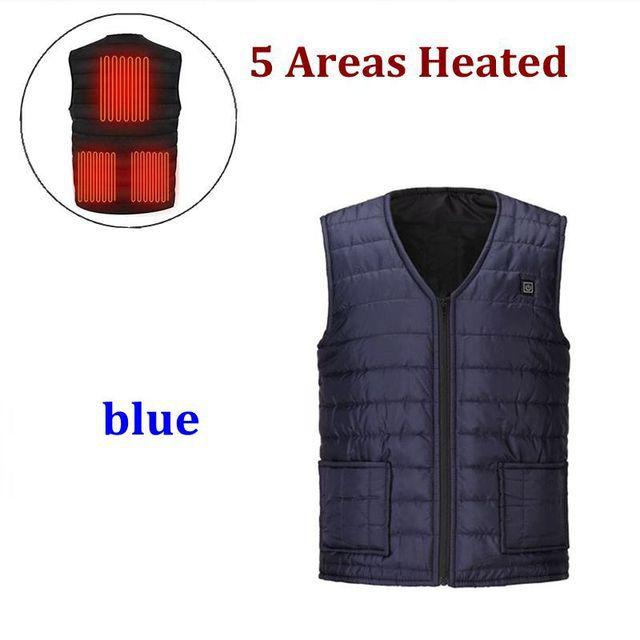 Men Autumn Outdoor USB 5 Places Infrared Heating Vest Jacket Winter Flexible Electric Thermal Clothing Waistcoat Fishing Hiking