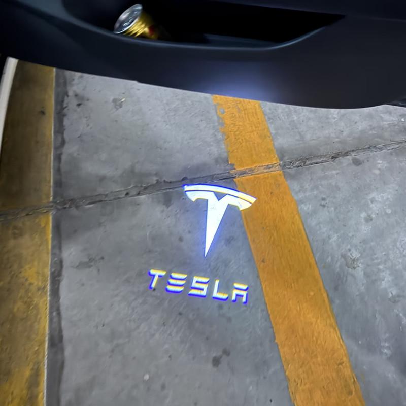 2pcs Car Door Light Projector Welcome Light For Tesla Model Y 3 X S Logo Light