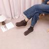 Johnature Retro Cow Suede Lace Up Short Boots Versatile Square Toe Soft Sole Comfortable Women's Ankle Boots