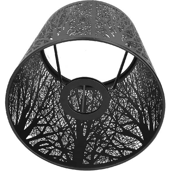 Wrought Iron Lampshade Dust Proof Lamp Covers Carved Forest Tree Shaped E27 Modern Mini Lamp Shade for Table Lamp Bedroom Bedside Decor(Black)