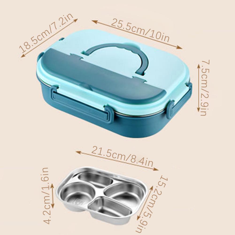 Insulated Lunch Box,4 Grid Insulated Bento Box,Multi Grid High Capacity Food Containers,Leakproof Fast Food Boxfor School Office