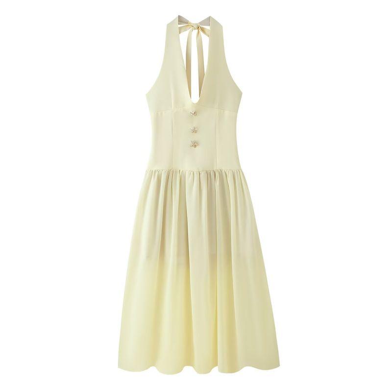 Summer Women clothes Holiday Style Loose Big Hemline Starfish Decoration V-neck Sleeveless High Waist Long Patchwork Dress