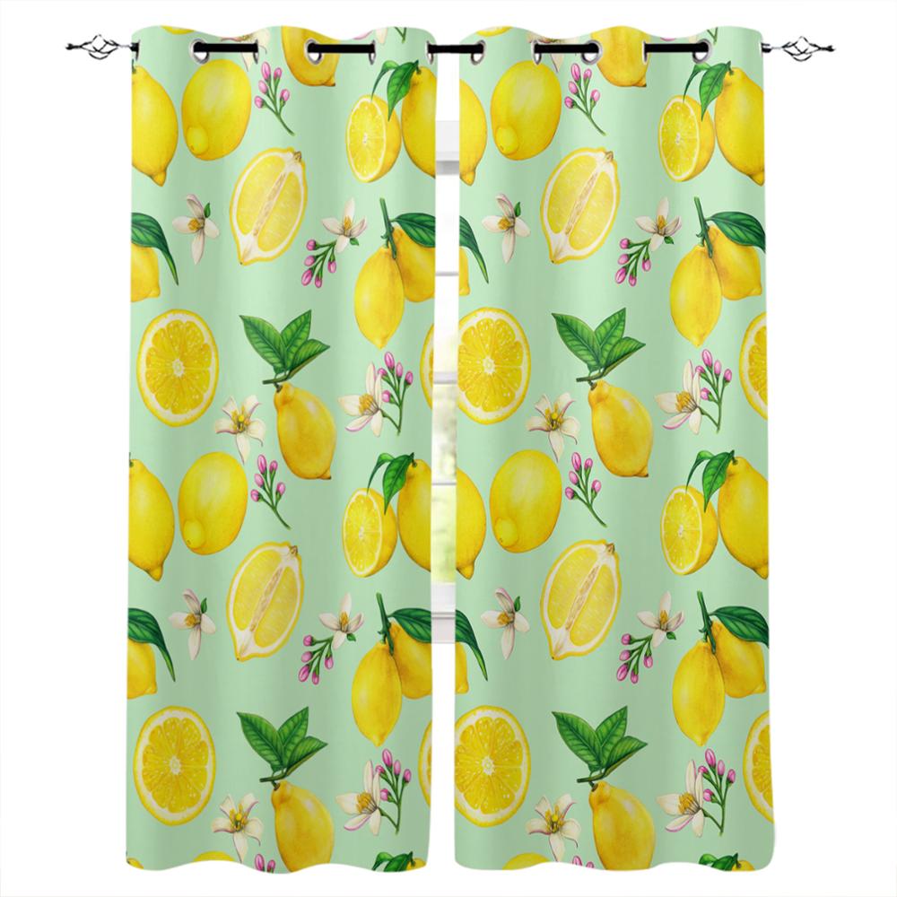 Small Fresh Summer Style Lemon Fruit Luxury Home Curtains Modern Home Supplies Living Room Bedroom Custom Curtains
