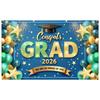 Congrats Grad Background Graduation Cap Grad Event Banner Graduation Celebration Banner Black Gold  Grad Party Banner