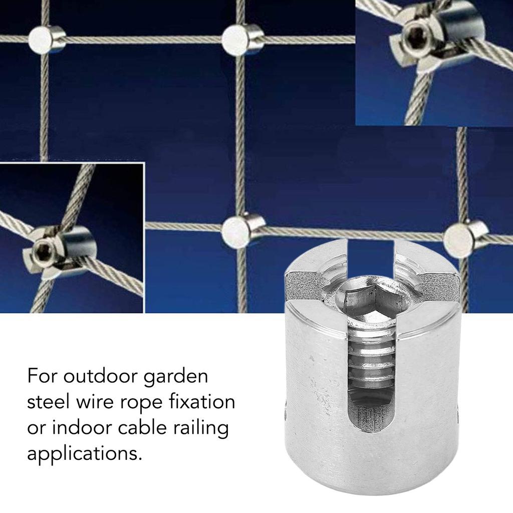 10Pcs Cross Cable Clamp Stainless Steel Wire Railing Clamp Fastener for Indoor Outdoor M12 5mm / 0.2in