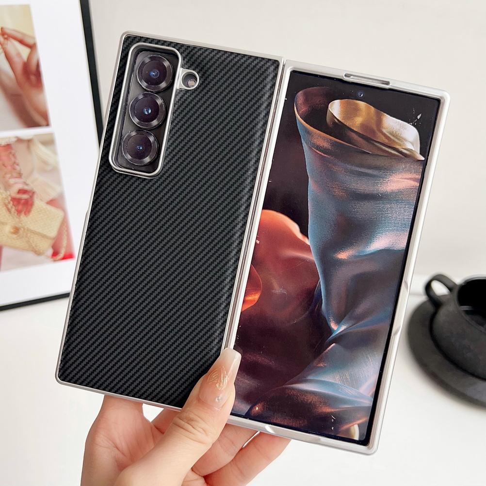 

Carbon Plain Leather Pattern Phone Case For Samsung Z Fold SE Fold Special Edition Galaxy Z Fold 6 5 4 3 Camera Protection Cover For Samsung Galaxy Z Fold5