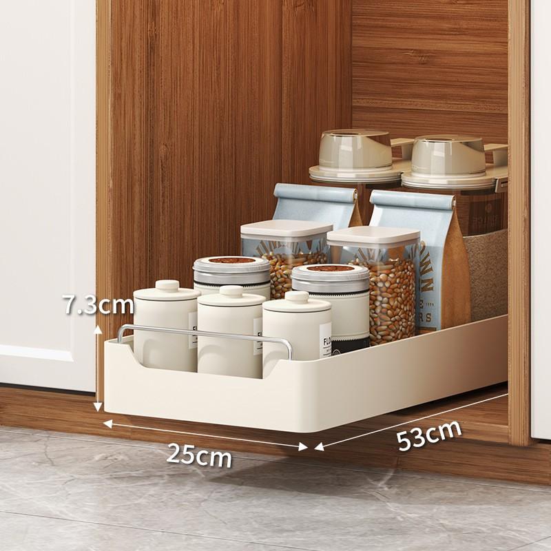 Adjustable Pull-Out Kitchen Organizer Drawer Rack Cabinet Storage Carbon Steel Slide-Out Shelf