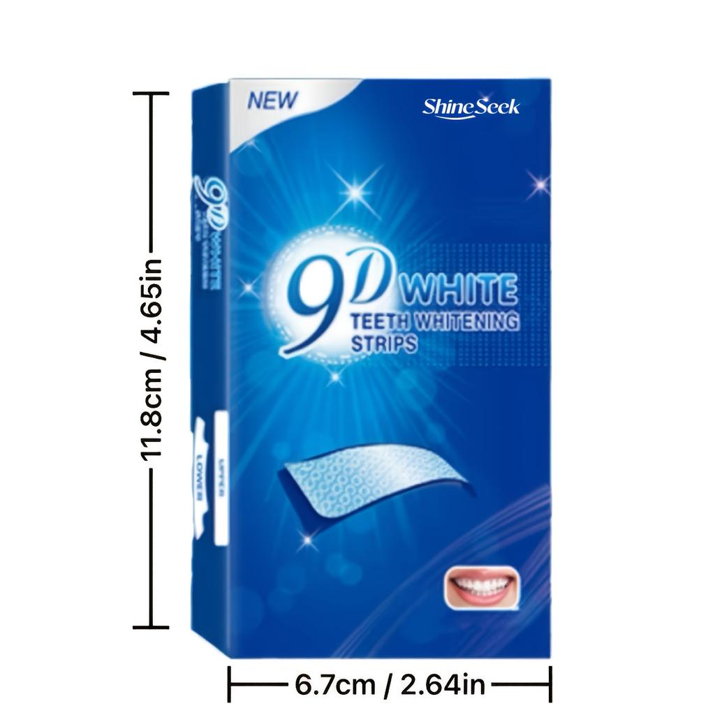 Large Capacity PAP 9D Bright White Teeth Strips, Dry Application Design, Long-Lasting Fit on Teeth, Hydrogen Peroxide-Free, Sensitive-Free Teeth