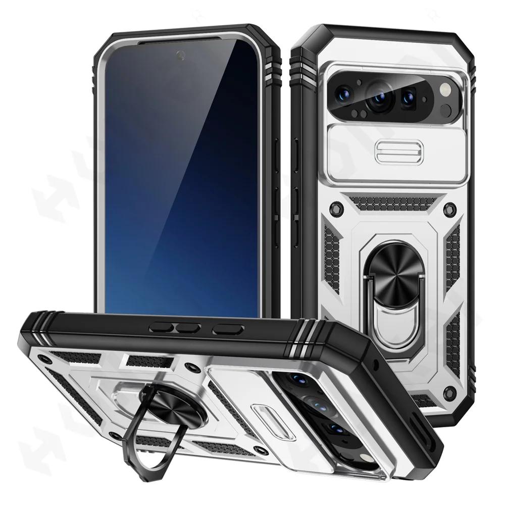 Protective Cases for Google Pixel 9 8 6 Pro with Slide Camera Protector 2 In 1 Phone Case with Kickstand Cover Funda Pixel Shell