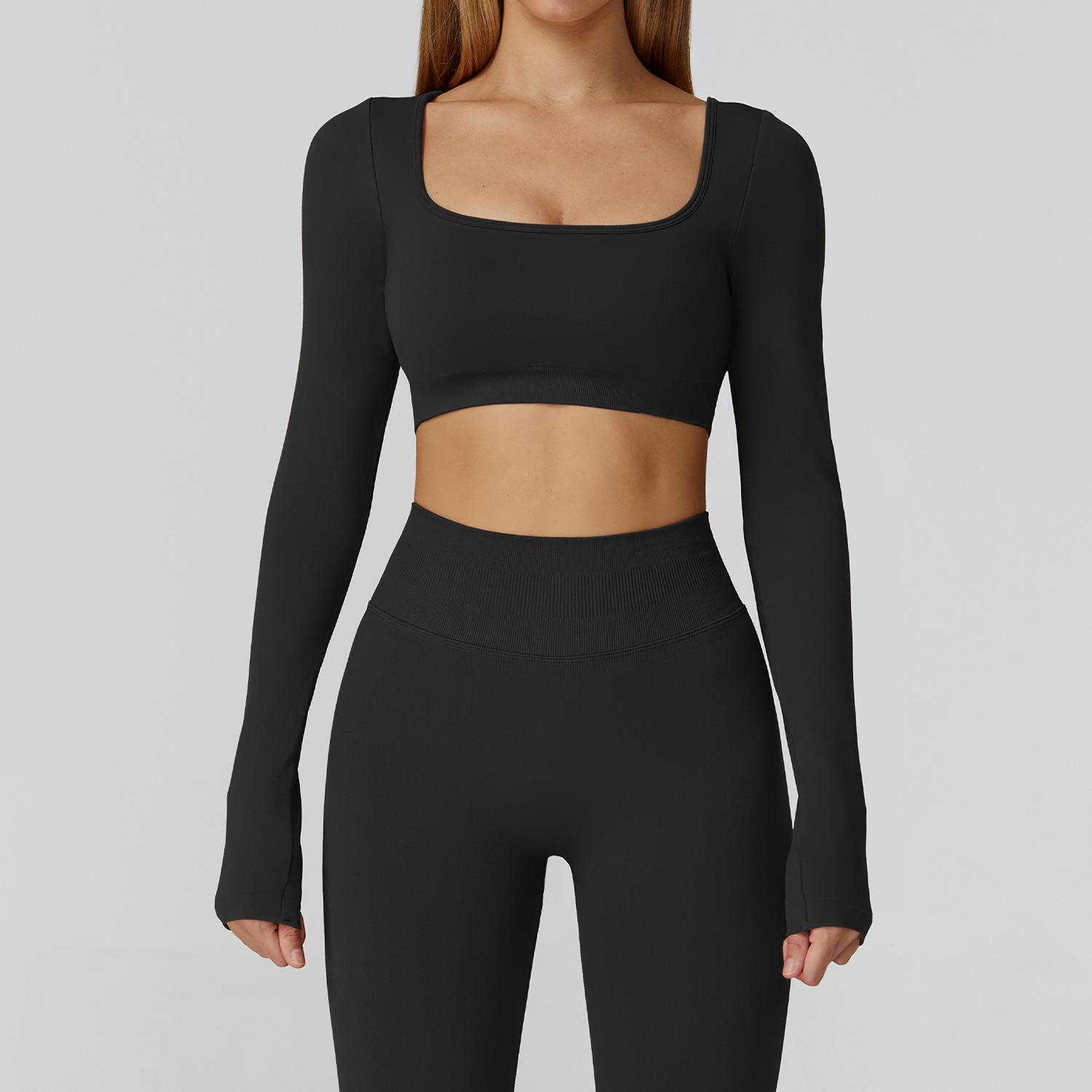 

Cross-Strap Seamless Slim-Fit Long Sleeve Yoga Top with Hollow Back for Women - High-End Feel Fitness & Running 7026 Extra Large