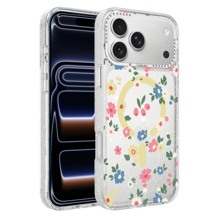 Flower Pattern IMD Glitter Magnetic Phone Case