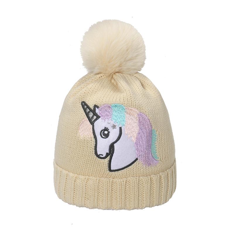 Winter Hat Children Autumn and Winter Warm Wool Hat Cute Ear Hat Unicorn Embroidery Knitted Hat Women 2025