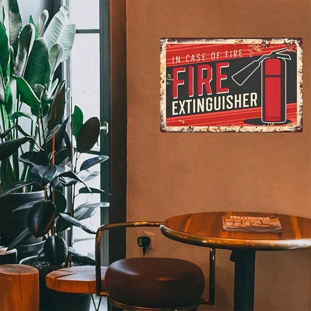 Vintage Fire Extinguisher Metal Sign Retro Garage Wall Decor Industrial Pub Bar Man Cave Plaque