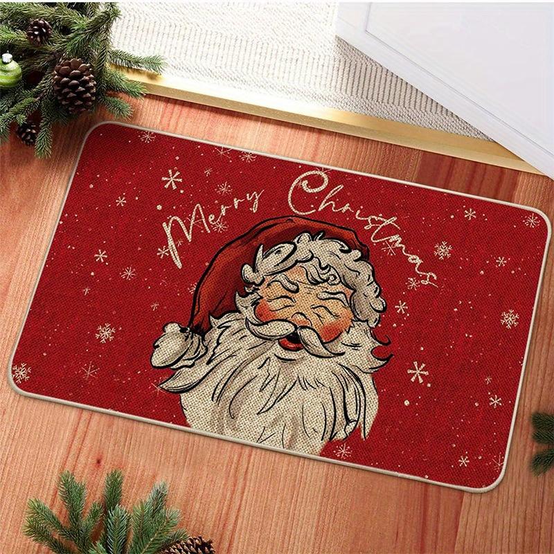 Christmas Element Printed Doormat Anti Slip and Anti Stain 100% Polyester Carpet Suitable for Front Door Living Room Bedroom Rug