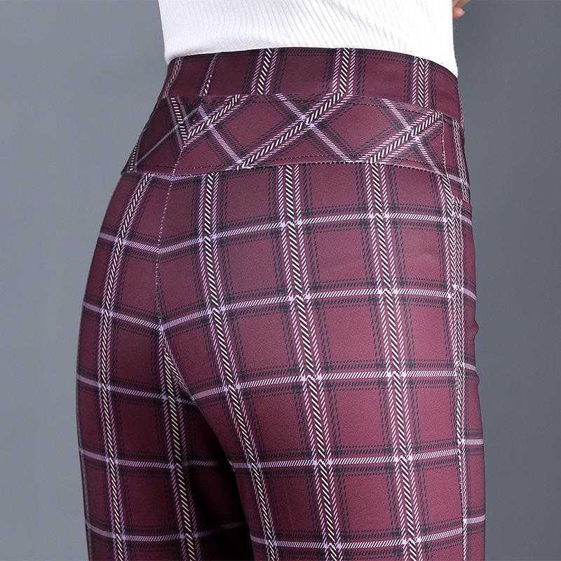Women s Spring 2025 Plaid Micro-Flare Pants - Slimming & Elastic 2XL (Below 130 jin)