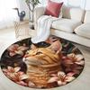 Orange Cat Round Area Rug,Carpet Rug for Living Room Bedroom Sofa Playroom Decor,Non-slip Floor Mat