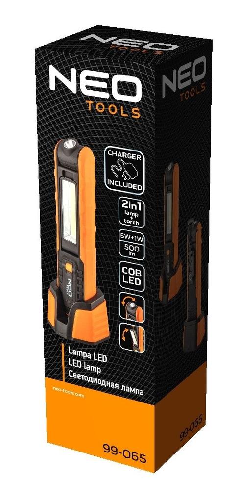 Rechargeable Workshop Lamp 500 Lm Cob + Flashlight + Base