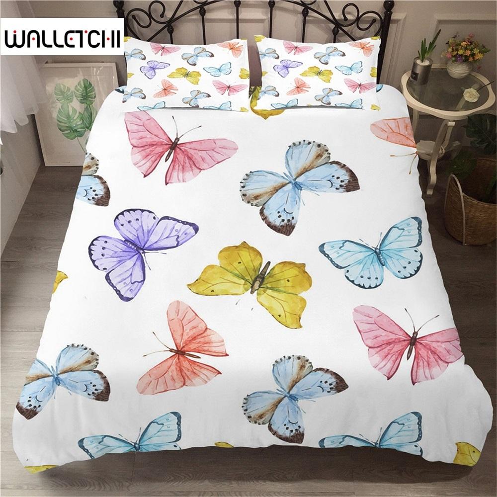 

Butterfly Duvet Cover Set Twin Size Colorful Flying Butterfly Pattern Bedding Set For Kid Breathable Soft Microfiber Quilt Cover EU single(135x200cm)