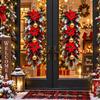 4pcs Simulated Snow Falling Artificial Pine Branch Wall Mounted Poinsettia Flower  Home Party