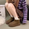 Women's 2025 Autumn/Winter Korean Fleece-Lined Leather and Fur Snow Boots with Thick Soles