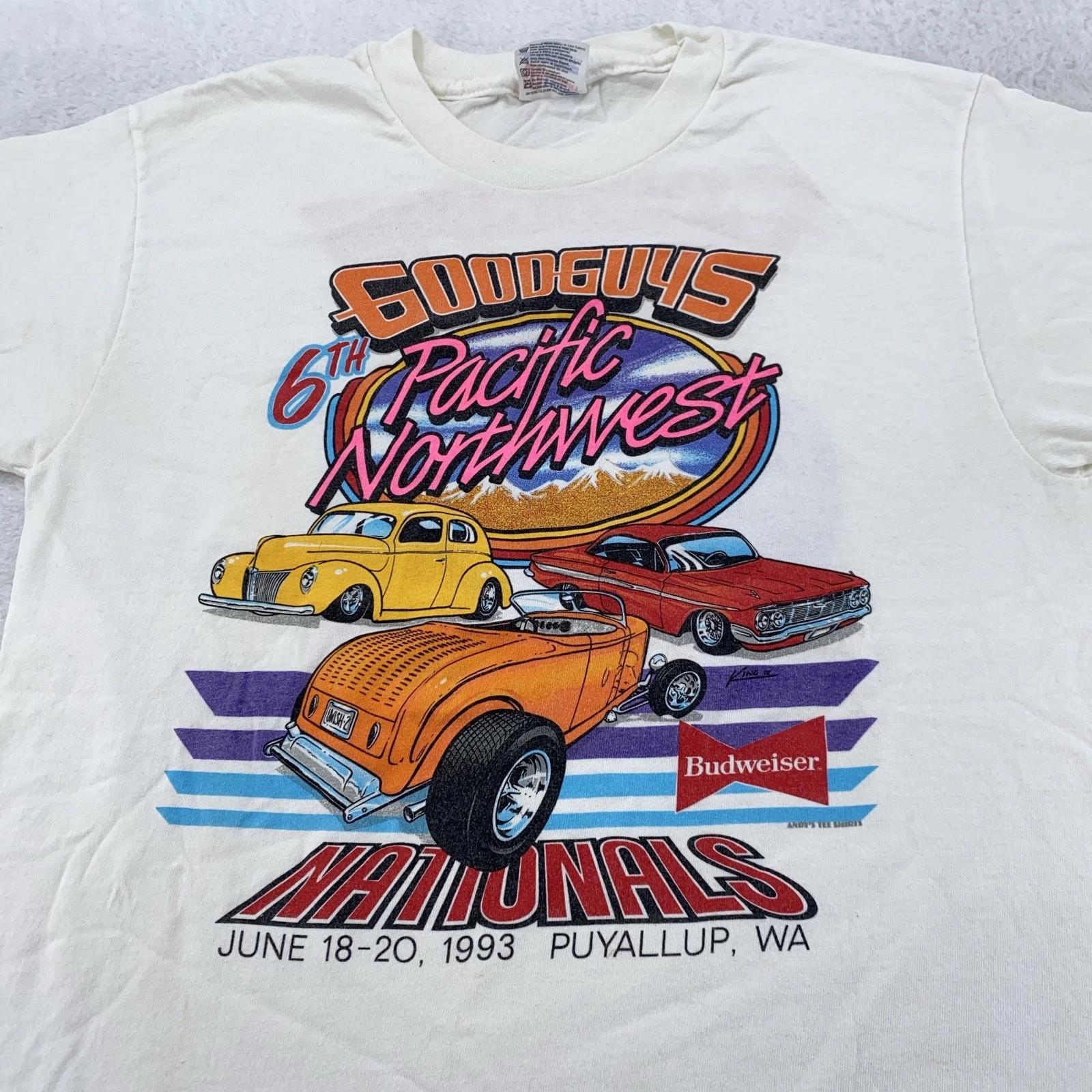 Vtg Goodguys Pacific Northwest Nationals Budweiser T-Shirt Mens Medium Car 90s XL