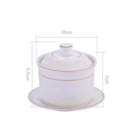 LISM Ceramic Gold-Rimmed Covered Soup Bowl Set