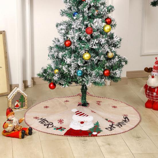 Christmas Tree Skirt 40 Inch Winter Snowman/Santa Claus Xmas Tree Mat Rustic Burlap Tree Skirt for Holiday Party Home Indoor Decorations
