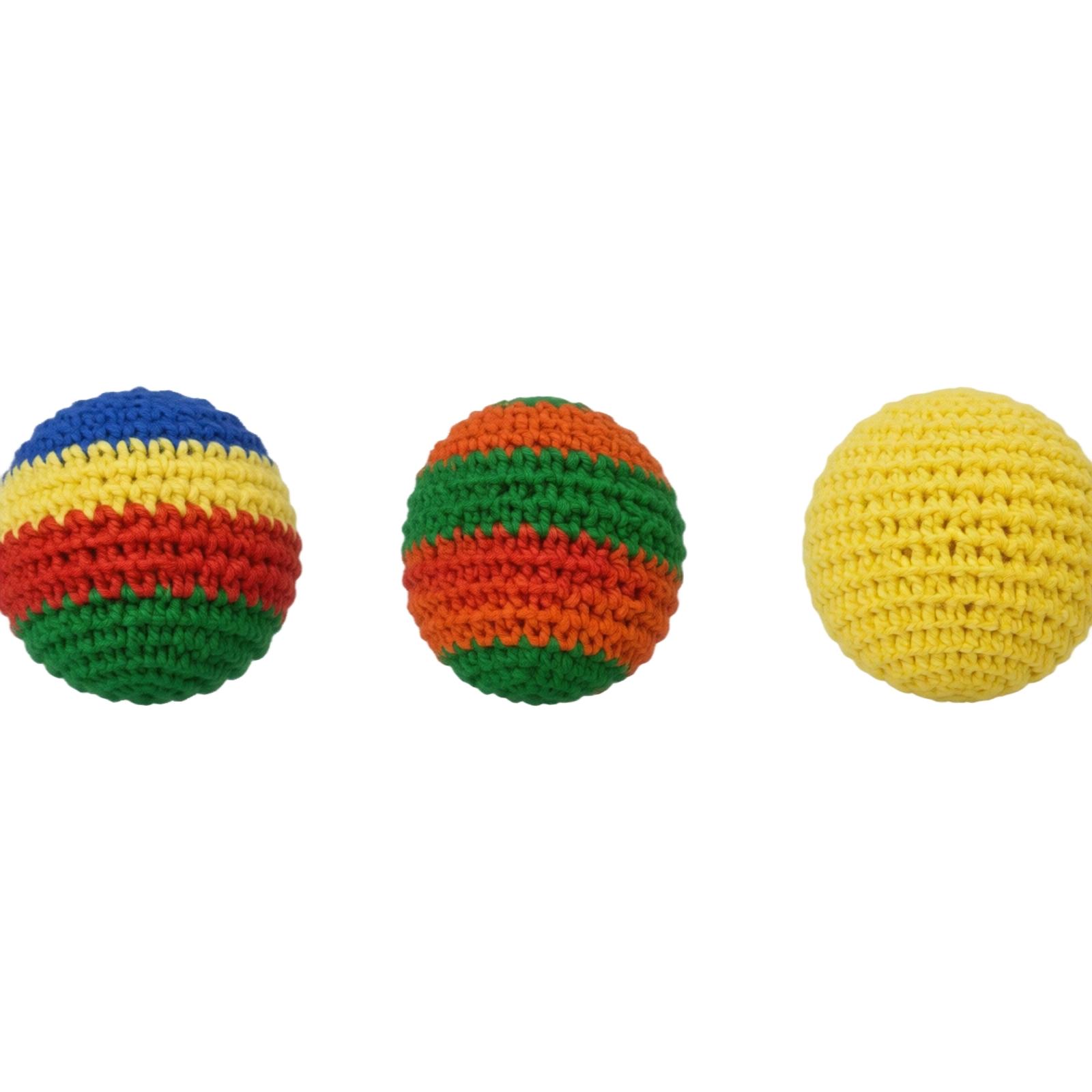 3PCS Kids Bean Bags Set Handmade Crochet Soft Filled Balls for Indoor Outdoor Play Durable Lightweight Toys One Size